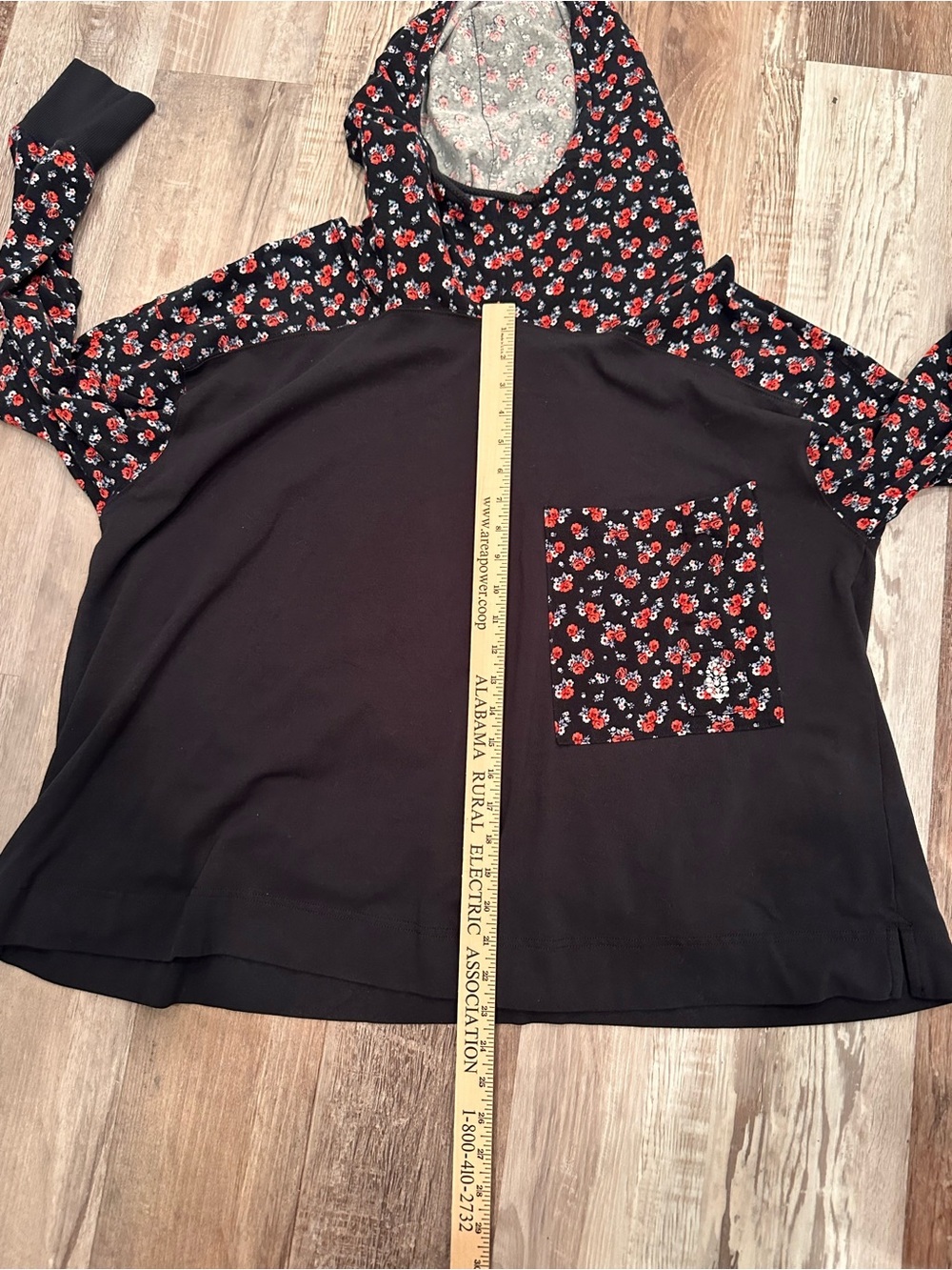 Free People Movement Hot Shot Hoodie Black Floral Oversized Comfy Sz M - Picture 4 of 13